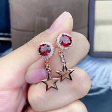 new arrival fashion red garnet stud earrings for women jewelry real 925 silver natural gem good color girl birthday gift  sale 2024 - buy cheap