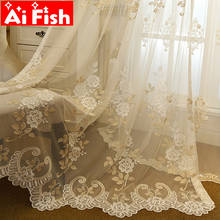 Europe Luxury Pastoral Flower Window Tulle Curtains For living Room bottom Lace Window Treatment Bedroom Sheer Voile Drapes#3 2024 - buy cheap
