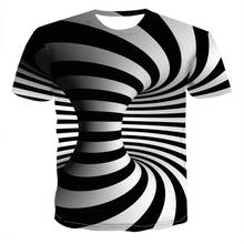 Новинка 2020, модная черная гипнотическая Мужская одежда, забавная футболка с 3D-принтом головокружения, Мужская одежда, 3D футболка 2024 - купить недорого