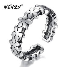 NEHZY S925 Stamp new Pure Color Jewelry Open Ring High Quality Retro Simple Black Flower Size Adjustable Ring 2024 - buy cheap