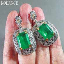 Vintage Created Emerald Gemstone Drop Earrings 925 Sterling Silver Earring For Women Fine Jewelry wholesale 2024 - buy cheap