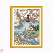 Beautiful Lighthouse Landscape Cross Stitch Kits Canvas Embroidery Needlework Sets 11CT 14CT DIY Handmade Home Decoration Craft 2024 - buy cheap