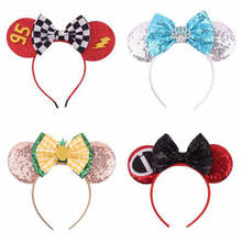 Disney Mickey ear headband sequined bowknot cartoon head buckle Frozen fruit children Mickey headband Kid hair accessories 2024 - buy cheap