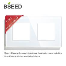 BSEED UK-enchufe de pared estándar europeo, Panel de cristal doble, 157mm, Blanco, Negro 2024 - compra barato