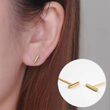 Simple Street Style Fashion Gold Jewelry Ornament for Men Women Minimalist Smooth Bar Stud Earrings Geometry helix Accessory 2024 - buy cheap