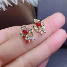 Real and Natural Ruby Earring Real 925 Silver sterling Fine Charm Jewelry for Women Wedding Party Earring 2024 - buy cheap