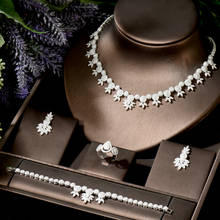 Hibride moda luxo flor colar brinco conjunto para festa de casamento feminino zircon completo dubai conjunto de jóias de noiva N-1851 2024 - compre barato