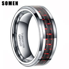 8mm Polished Men's Tungsten Carbide Ring Red Carbon Fiber Inlay Wedding Rings Engagement Band Male Jewelry anel anillos Bague 2024 - buy cheap