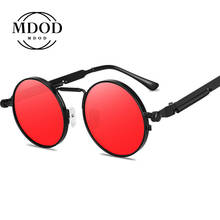Óculos de sol redondo vintage, óculos de sol punk para homens e mulheres, lentes espelhadas uv400 2024 - compre barato