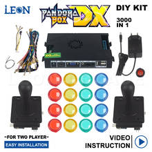 Neo pandora box para jogo dx 3000, kit diy para 2 jogadores, joystick americano, 30mm, botão sanwa transparente, hd 720p 2024 - compre barato