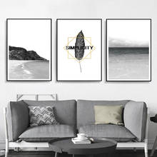 Impresiones artísticas de paisaje marino nórdico en blanco y negro, pinturas simples en lienzo, impresiones artísticas decorativas para pared, póster, decoración del hogar para sala de estar 2024 - compra barato