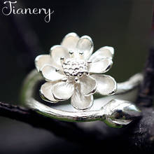 JIANERY-anillos de flor de loto para mujer y niña, sortija Vintage plateada, joyería con estilo 2024 - compra barato