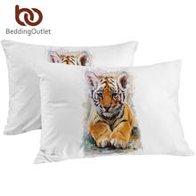 BeddingOutlet Tiger Baby Pillow Cover Watercolor Bed Pillow Case Wild Animal Pillow Protector Black White Decorative Pillowcase 2024 - buy cheap
