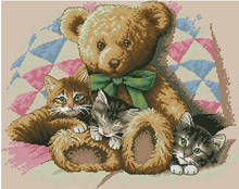 COTTON  Free Delivery Top Quality Counted Cross Stitch Kit Teddy and Kittens Cats Cat dim 35236 2024 - buy cheap