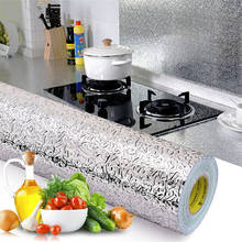 Масло для кухни-доказательство водонепроницаемый стикер s алюминиевая фольга для кухни плита Шкаф самостоятельно наклейки на стену DIY обои 40x100 см 2024 - купить недорого
