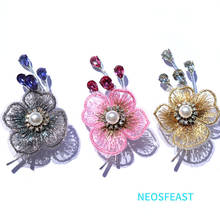 Elegant Lace Flower Rhinestone Brooches for Women Mix Color Ladies Bridal Gift Sweater Coat Garments Pearl Pin Classic Jewelry 2024 - buy cheap