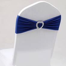 Cinta de cadeira de lycra sintética azul real com fivela de coração cinto universal de cadeira de lycra decoração de casamento 2024 - compre barato