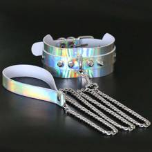 Gargantilla holográfica de perro esclavo para mujer, Collar de cuero con pinchos Punk, cinturón, Gargantilla con estilo, joyería Harajuku 2024 - compra barato