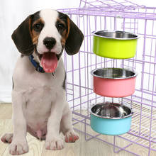 Dog Bowl Suspension Candy Stainless Steel Bowl Pet Cat Fixed Cage Double Bowls Single Universal 2024 - buy cheap