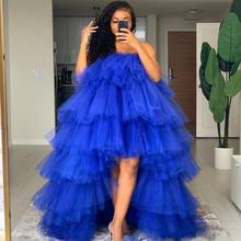 Sexy Tiered Tulle Party Dress Women Royal Blue Ruffles Plus Size Prom Gowns Puffy Tutu Dress Female Vestidos Robe Custom Made 2024 - buy cheap