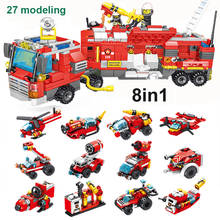 Blocks Toys 678pcs Fire Station Model Building Blocks City Construction Firefighter Truck Enlighten Bricks Toys Children 2024 - buy cheap