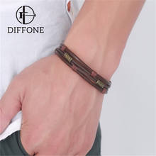 Diffone 2020 homens moda pulseira de couro trançado do vintage braslets para hombre fácil gancho masculino acessórios presente para ele pulseira 2024 - compre barato