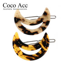 price korean hollow Crescent moon shaped cellulose acetate sheet fashion girls metal hair snap clips for ladies 2024 - buy cheap