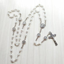 Qtigo-Mini collar con cuentas de cristal para mujer, joyería católica, collar largo con Cruz de oración 2024 - compra barato