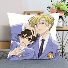 Anime ouran alta escola anfitrião clube fronha quarto casa decorativa capa de travesseiro quadrado zíper fronhas cetim tecido macio 2024 - compre barato