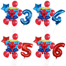 Conjunto de balões metalizados para decoração de festas, brinquedos de criança, 7 espaços, super-heróis, homem-aranha, números vermelho, azul e 30 polegadas, para aniversário de crianças 2024 - compre barato