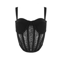 Top corto de vendaje de encaje para mujer, Top Sexy sin mangas, corpiño con cremallera en la espalda, Bralette sin relleno para fiesta, Top corto sin mangas para discoteca 2024 - compra barato