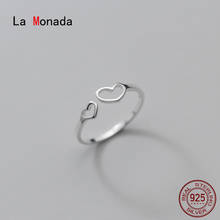 La Monada 53-58mm Two Heart Fashion Rings Female Women Real 925 Silver Ring For Girls Minimalist Adjustable Ring On Finger 2024 - buy cheap