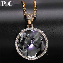 Big circle Custom Photo Memory Medallions Necklace & Pendant 4mm Tennis Chain Cubic Zircon Men's Hip hop Personalized Jewelry 2024 - buy cheap