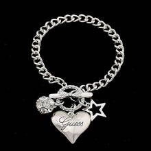 Hot Sale Love Heart Charms Bracelets For Women Gold Silver Color Bileklik Bracelet&Bangle Jewelry Europe American Style Jewelry 2024 - buy cheap