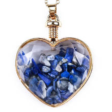FYSL Light Yellow Gold Color Love Heart Lapis Lazuli Pendant Tourmaline Stone Necklace Wish Bottle Jewelry 2024 - buy cheap
