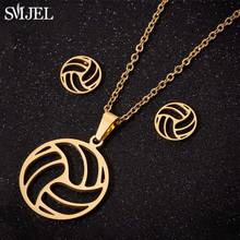 SMJEL Gold Jewelry Sets Volleyball Necklace Women Men Ball Earings Sports Jewelry Gifts Ball Sports Club Fan Necklace Best Gift 2024 - buy cheap