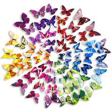 48Pcs Double Layer 3D Butterfly Wall Sticker Fridge Stickers with Magnet for Home Wall Door Garden Decoration PVC Stickers 2024 - buy cheap