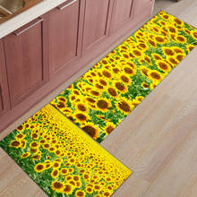 Felpudo amarillo de girasol para la entrada del hogar, Alfombra de cocina larga, antideslizante, para decoración del suelo del baño 2024 - compra barato