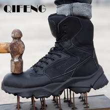 Puncture-Proof Lightweight Men Safety Shoes Steel Toe Boots Leather Work Shoe Fall Anti-smashing Construction Ankle Boots Winter 2024 - buy cheap