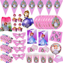 Fiesta de feliz cumpleaños para niños, mantel con tema de dibujos animados de Sofía, Disney, princesa ballon, suministros de decoración 2024 - compra barato