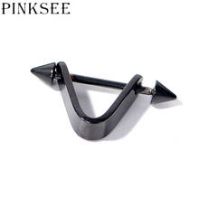 Pinksee 1 Piece Simple Fashion Triangle Barbell Arrow Ear Stud  Pierced Push-Back Ear Plug for Unisex Punk Rock Jewelry 2024 - buy cheap