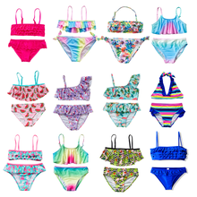 3-14Years Girl Swimsuit Two Pieces Children's Swimwear Swim Suits Children Split Hollow Falbala Bikini Sets Bathing Suit 2024 - купить недорого
