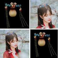 Acessórios de cabelo hanfu decoração de coroa azul de borla para princesa rainha cosplay joias de cabelo chinês 2024 - compre barato
