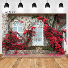 Laeacco Stone House Window Blossom Yard Rural Photo Backgrounds Photography Backdrops Baby Portrait Photophone Spring Photocall 2024 - buy cheap