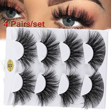 4 pares de pestañas postizas de pelo de visón natural, 8D, 25mm, largas, esponjosas, hechas a mano, sin Crulty, herramientas de maquillaje 2024 - compra barato