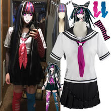 Ibuki Mioda Cosplay Custome Dangan Ronpa 2 Goodbye Despair Shirt Dress Long Wig School Girl JK Uniform Skirt Set Halloween suit 2024 - buy cheap