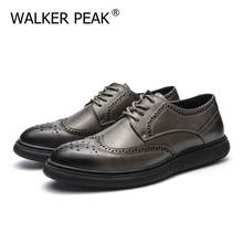 Men's Casual Shoes Genuine Leather Business Men Dress Shoes Autumn Spring Fashion Waterproof Lace-up Man Designer Footwear 2024 - buy cheap