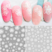 2sheets White Bubbles Flowers Nail Sticker Transparent Flower 3D Stickers nail art sticker Nail decorations 2024 - buy cheap
