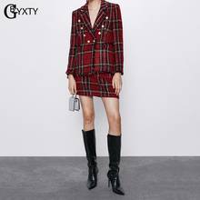 Roupa de escritório feminina gbyxty, blazer de manga longa e saia, conjunto com 2 peças, primavera outono, conjunto de terno, femme za2350 2024 - compre barato