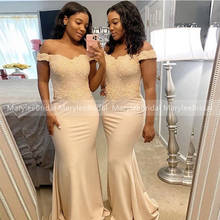 Champagne Mermaid Bridesmaid Dresses Off the Shoulder Lace Appliques Wedding Party Dress for Women Bride Maid Of Honor Gowns 2024 - buy cheap